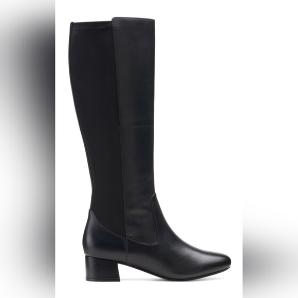 Clarks Marilyn Abby Black Leather Boots.  Brand New. Womens Size  10M. - Picture 1 of 9
